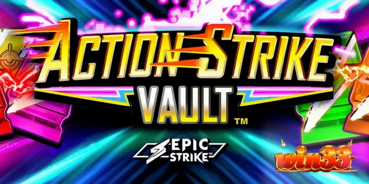 Interface de jogo do slot Action Strike Vault com elementos neon e espaciais